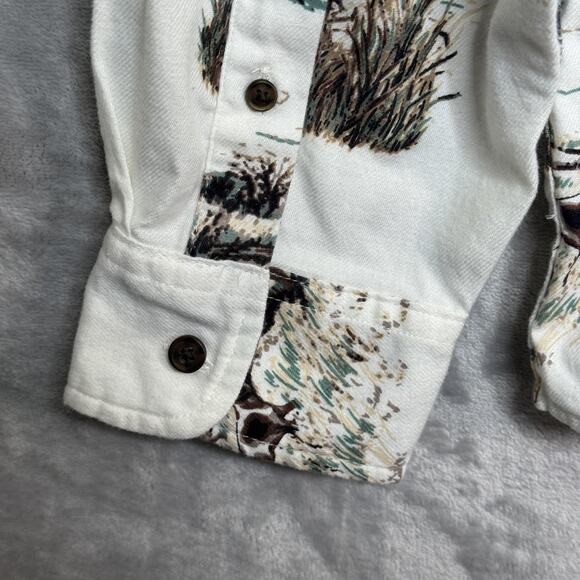 Chaps Shirt Mens 2XL White Wildlife Hunting Deer Duck Dog Print Flannel Button - Picture 6 of 11